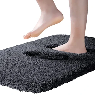 Image of ROLIZOE Ultra Thick Bath Rug for Bathroom Non Slip Mat Highly Absorbent Super Soft Bedside Carpet Microfiber Floor 40 x 60cm, Black