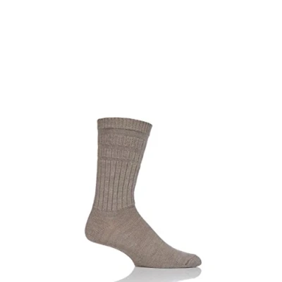 Image of 1PK Hj Hall Hj90 Wool Rich Softop Loose Top Non Elastic Socks 11 13 Taupe