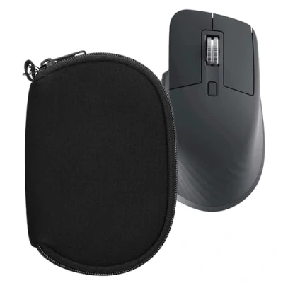 Image of kwmobile Neoprene Case Compatible with Logitech MX Master 3 / 3S 2S for Mouse Soft Pouch Carry Bag Black