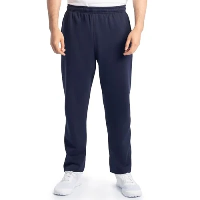 Image of Fruit of the Loom Men&#039;s Eversoft Fleece Sweatpants Track Pants, Elastic Bottom Navy, XL