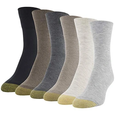 Image of GOLDTOE Women&#039;s Ultra Soft Mid Crew Socks, 6 Pairs, Light Grey Assorted, M (Pack of 6)