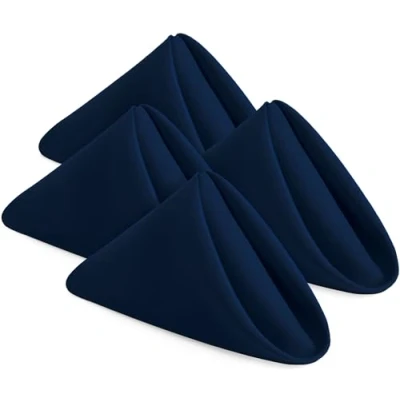 Image of KICHLY Cloth Napkins [24 Pack, Blue] 43x43cm, 100% Polyester Dinner with Hemmed Edges, Washable Ideal for Parties, Weddings and Dinners