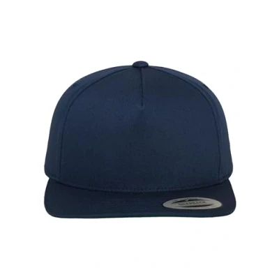 Image of FLEXFIT Snapback Hat, Classic Hat with 5 Panel, Baseball Cap Buckram Front Lining, Panel Cap, Cotton Twill Material, Headwear, Colour: Navy, Unisex, One Size