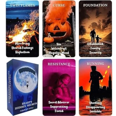 Image of Twin Flame Love Oracle Cards, Hearts Hidden Secrets Deck, 78 Tarot Cards for Beginner, Help Uncover What is Truly in Their Heart Space