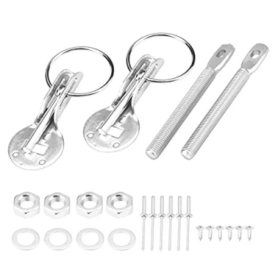 Image of Hood Pin Lock Kit Bonnet Universal Pins Latch for Racing Sport Car (Silver)