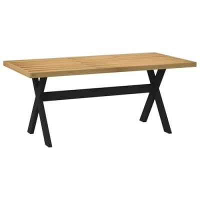 Image of vidaXL noain console table rustic pine wood hall/entry with x shaped black legs, 120x30x75 cm for living room and hallway