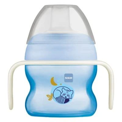 Image of MAM Starter Cup and Glow in the Dark Handles, Baby for 4+ months, Feeding, Toddler Cup, 1x 150 ml, Blue (Designs May Vary)