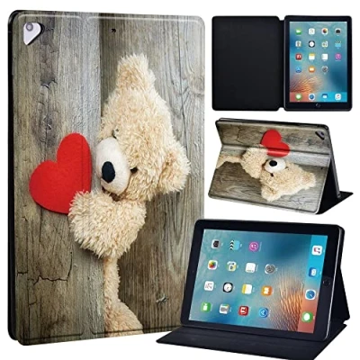 Image of Leather slim lightweight Stand Cover Case for Apple New iPad 9.7 2018 2017(6th Gen, 5th Gen)/iPad Air 2/iPad Air/iPad Pro Tablet with Auto Wake/Sleep (teddy bear)