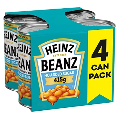 Image of Heinz No Added Sugar Beanz in a Rich Tomato Sauce, 415 g (Pack of 4)