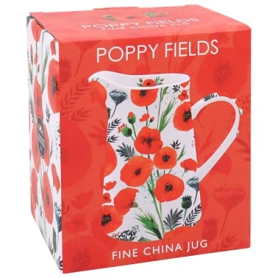 Image of Lesser &amp; Pavey Poppy Fields Flower Jug Classic Red Floral Designs