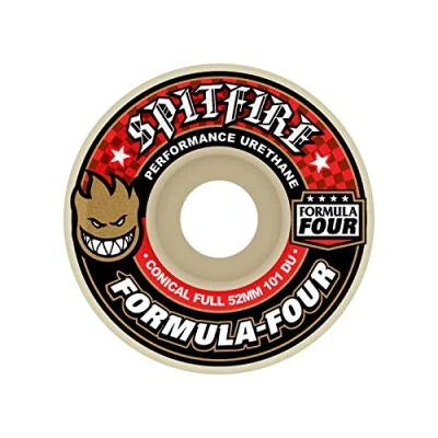 Image of Spitfire Unisex Adult Formula Four 101DU Conical Full Skateboarding Wheel Off White, 52 mm
