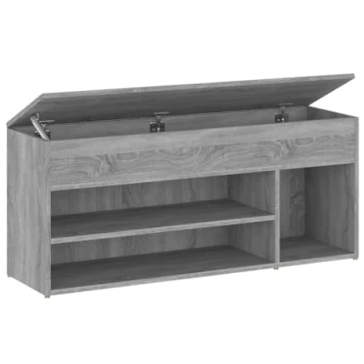 Image of vidaXL Scandinavian Grey Sonoma Shoe Bench, Engineered Wood Storage Cabinet Seat, Easy Assemble, Home Decor, Stylish Design, Ample Storage, Organizer.