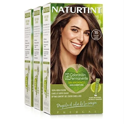 Image of Naturtint 1N Ebony Black color, 100% gray coverage and hydration, plants oils Ingredients Biobotanicals {5G. Light Brown Dorado }