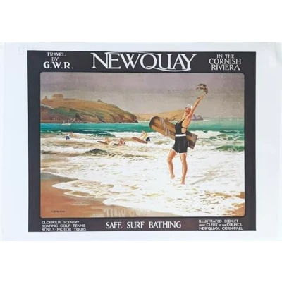 Image of Half a Donkey Newquay Large Cotton Tea Towel