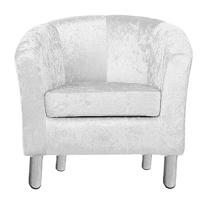 Image of ARA CHOICE Luxury Crushed Velvet Fabric Tub Chair Armchair Cafe Home Lounge Bedroom Sofa,Armchair Protector Slipcover Removable (Dusty White)