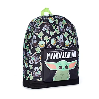 Image of Star Wars The Mandalorian Baby Yoda Childrens Backpack Black Green