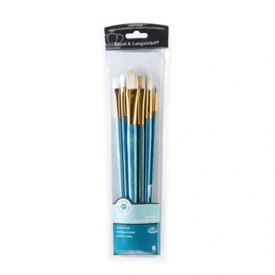 Image of Royal and Langnickel Camel Bristle Taklon Variety Brush Set White (Pack of 6)