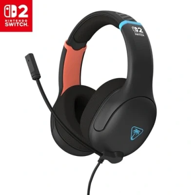Image of Turtle Beach UK Airlite Fit Charcoal Black Wired Gaming Headset for Nintendo Switch 2 and Switch, OLED, Flip to Mute Mic, Over Ear Premium Comfort