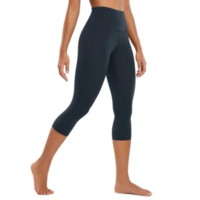 Image of CRZ Yoga Butterluxe 19&#039;&#039; High Waisted Capri Workout Leggings for Women Lounge Buttery Soft Pants True Navy 16