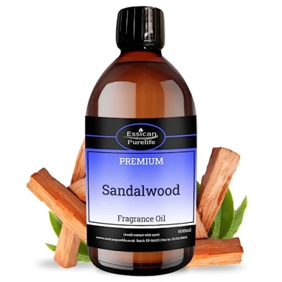 Image of Sandalwood Fragrance Oil 500ml, for Candle Making, Bath Bombs, Soap Wax Melts, Aromatherapy Diffuser Oils Fragrance, Perfume Oil, Scented Burners Vegan &amp; UK Made