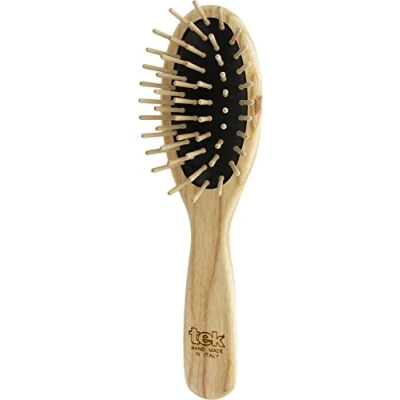 Image of Tek Small ash Wood Oval Hair Brush with Regular pins Handmade in Italy