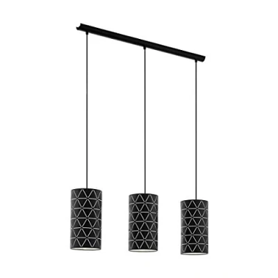 Image of Eglo Lighting Ramon 3 Lamp Straight Bar Pendant Ceiling Light Black