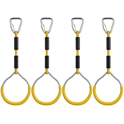 Image of PELLOR Kids Gymnastic Rings, Multifunctional Gym Backyard Playground Play Sets for Obstacle Ring, Monkey Climbing Ring Training