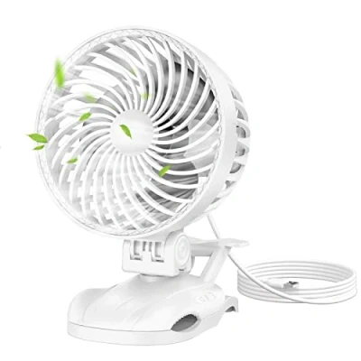 Image of OUILA USB Clip Fan 5V/1A Mini on 360 Degree Rotation Stroller Stepless Speed Silent Portable Desk with for Office Pram Car Camping Desktop Bedroom Gym Treadmill White ZLS F06D