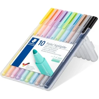 Image of STAEDTLER 362 CSB10 Triplus Textsurfer Highlighter, 1 4mm Line Width Assorted Pastel Colours (Pack of 10)