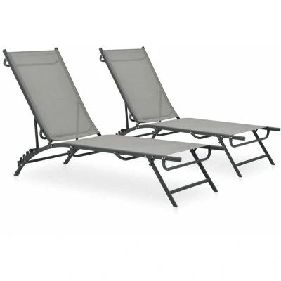 Image of vidaXL Sun Loungers 2 pcs Textilene and Steel