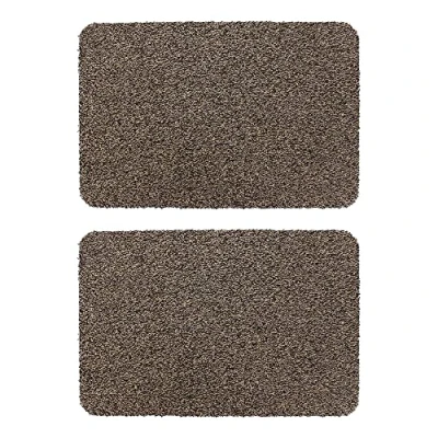 Image of JVL Tanami Machine Washable Doormat, 50x75cm, Brown, Pack of 2