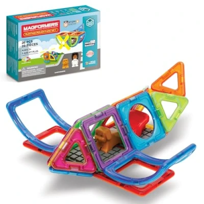 Image of Magformers Aviation Adventure Magnetic Construction Set. 28 Pieces. STEM toy. Educational