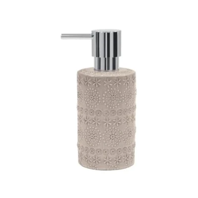 Image of Spirella Relief, Liquid soap Dispenser, Porcelain, 300 ml, Long Lasting and Robust, Beige, Distributeur de Savon
