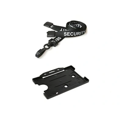 Image of ID Card It Black Security Neck Strap Lanyard and matching Holder Badge Pass 1