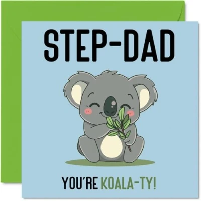 Image of Birthday Cards for Step Dad Koala Ty Funny Happy Card from Son Daughter, Father’s Day Father, 145mm x Joke Greeting Men Him