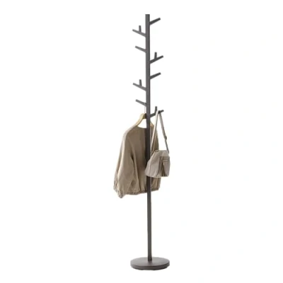 Image of Yamazaki 7067 BRANCH Coat Rack, Brown, Steel/ABS Resin, Minimalist Design, 28 x 176 cm (LxWxH)