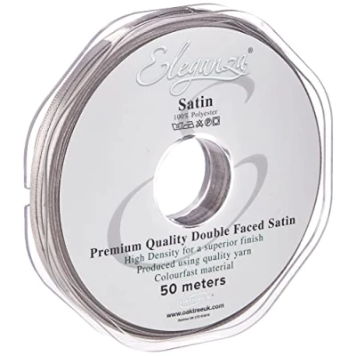 Image of ELEGANZA Double Faced Satin 3mm x 50m Silver No.24, 3 mm 5 0m