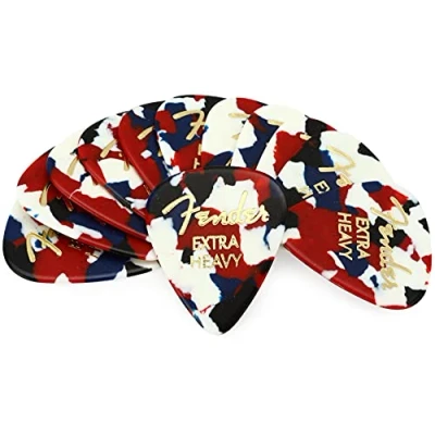 Image of Fender® 351 Shape Classic Picks Confetti Celluloid Plectrums Pack of 12 Thickness: Extra Heavy Colour: