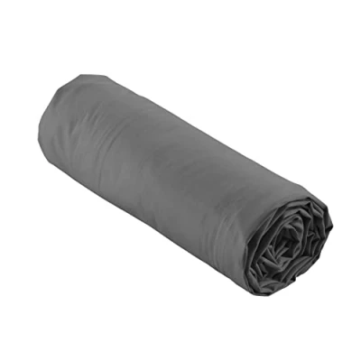 Image of Douceur d&#039;intérieur, Percale Fitted Sheet 90 x 190 cm 100% Cotton Steel