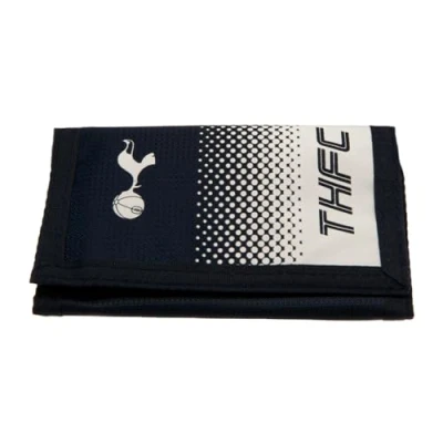 Image of Tottenham Hotspur FC Touch Fastening Fade Design Nylon Wallet, Black/White, 4.7 x 3.2in