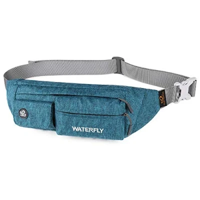 Image of Waterfly Waist Bag Pack Slim Water Resistant Fanny Travel Bum Running Belt for Traveling Cycling Hiking Camping Peacock Blue