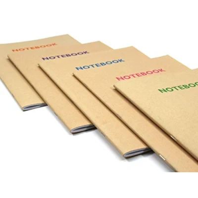 Image of Silvine 80 Page A5 Kraft Covered Recycled Notebooks in 5 Assorted Colours, Ruled 8mm Feint [Pack of 10]