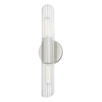 Image of Cecily 2 Light Small Wall Sconce Polished Nickel, Glass