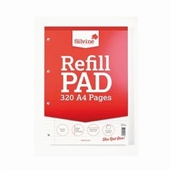 Image of Silvine Refill Pad 320 Pages Ruled Margin Punched 4 Holes A4 (Pack 3)