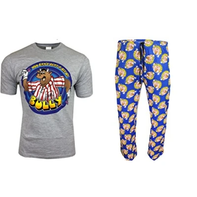 Image of Bullseye TV Show Darts Bully Official Pyjama Set (L, Grey/Blue)