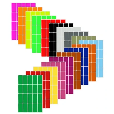 Image of Royal Green Rectangular Color Coding Stickers Approximately 4cm x 2cm Rectangle Labels in 18 Assorted Colors (40mm 19mm) 360 Pack