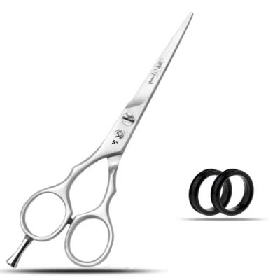 Image of Glamified 5&quot; Professional Left Handed Hair Thinning Shears Barber Hairdressing Scissors for Men, Women, Adults Japanese Stainless Steel (5 inches Silver)