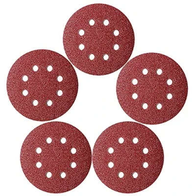 Image of 50 Pcs 125mm Sanding Discs Pads, Premium 8 Hole 60 Grit Hook and Loop Sandpaper Sheet for Random Orbital Sander.