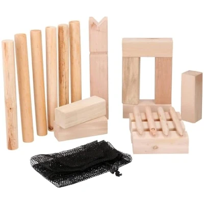 Image of Eddy Toys Kubb Game Viking Chess Wood with Storage Bag Small
