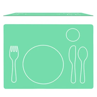 Image of Montessori Toddler Silicone Dining Mat, Non Slip, Easy to Clean, Placemat for Setting the Table, Practical Life, GREEN Kids House